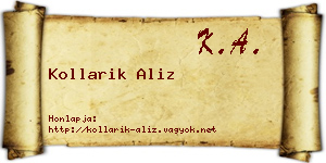 Kollarik Aliz névjegykártya